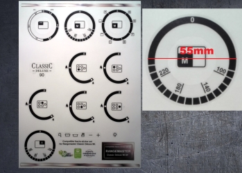 Rangemaster Classic deluxe 90 dual fuel compatible fascia sticker set. (image for) Rangemaster Classic deluxe 90 dual fuel compatible fascia sticker set.