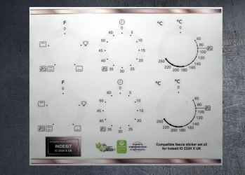 Indesit IO 232H X/B Compatible fascia sticker set x2. (image for) Indesit IO 232H X/B Compatible fascia sticker set x2.