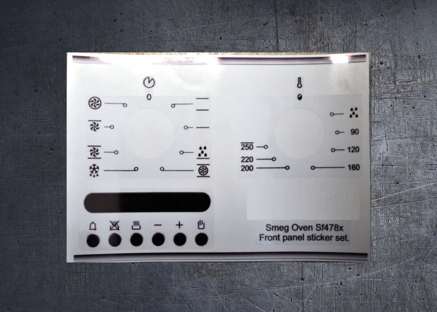 (image for) Smeg Oven SF478X compatible panel fascia sticker set. - Click Image to Close