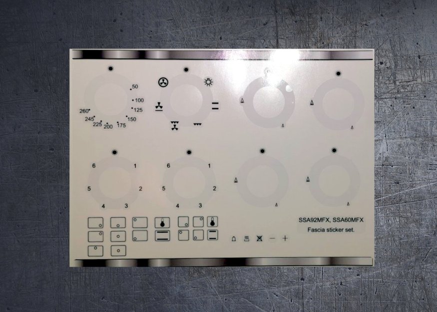 (image for) Smeg SSA92MFX, SSA60MFX compatible fascia sticker set. - Click Image to Close